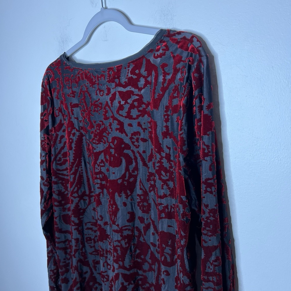 Simply Vera Wang Top Womens XL Velvet Burnout Black Red Whimsigoth Fairy Grunge